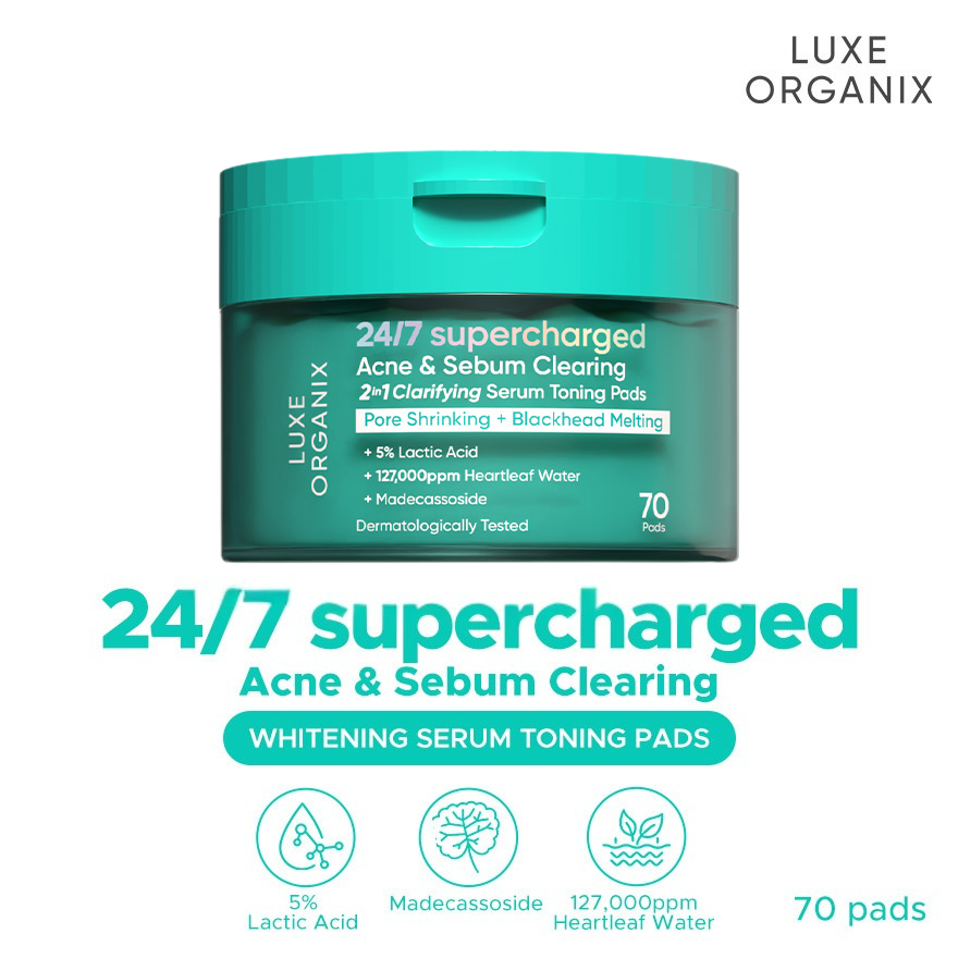 Luxe Organix 24/7 Supercharged Acne & Sebum Clearing Serum Toning Pads