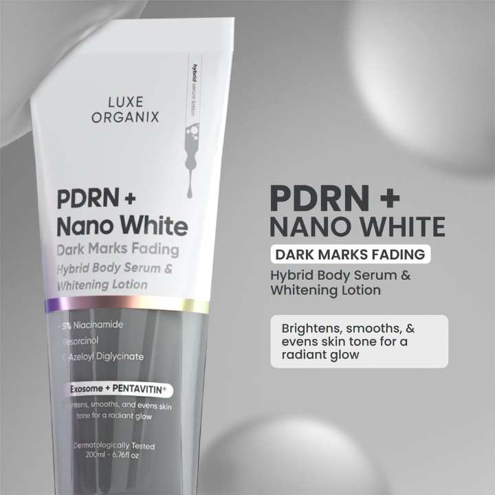 Luxe Organix PDRN + Nano White Dark Marks Fading Hybrid Body Serum & Whitening Lotion