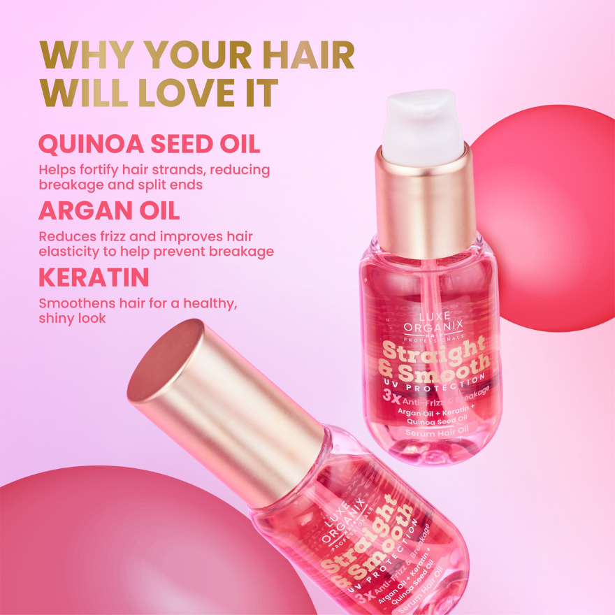 Luxe Organix Straight and Smooth 3X Anti-Frizz and Breakage Serum Hair Oil