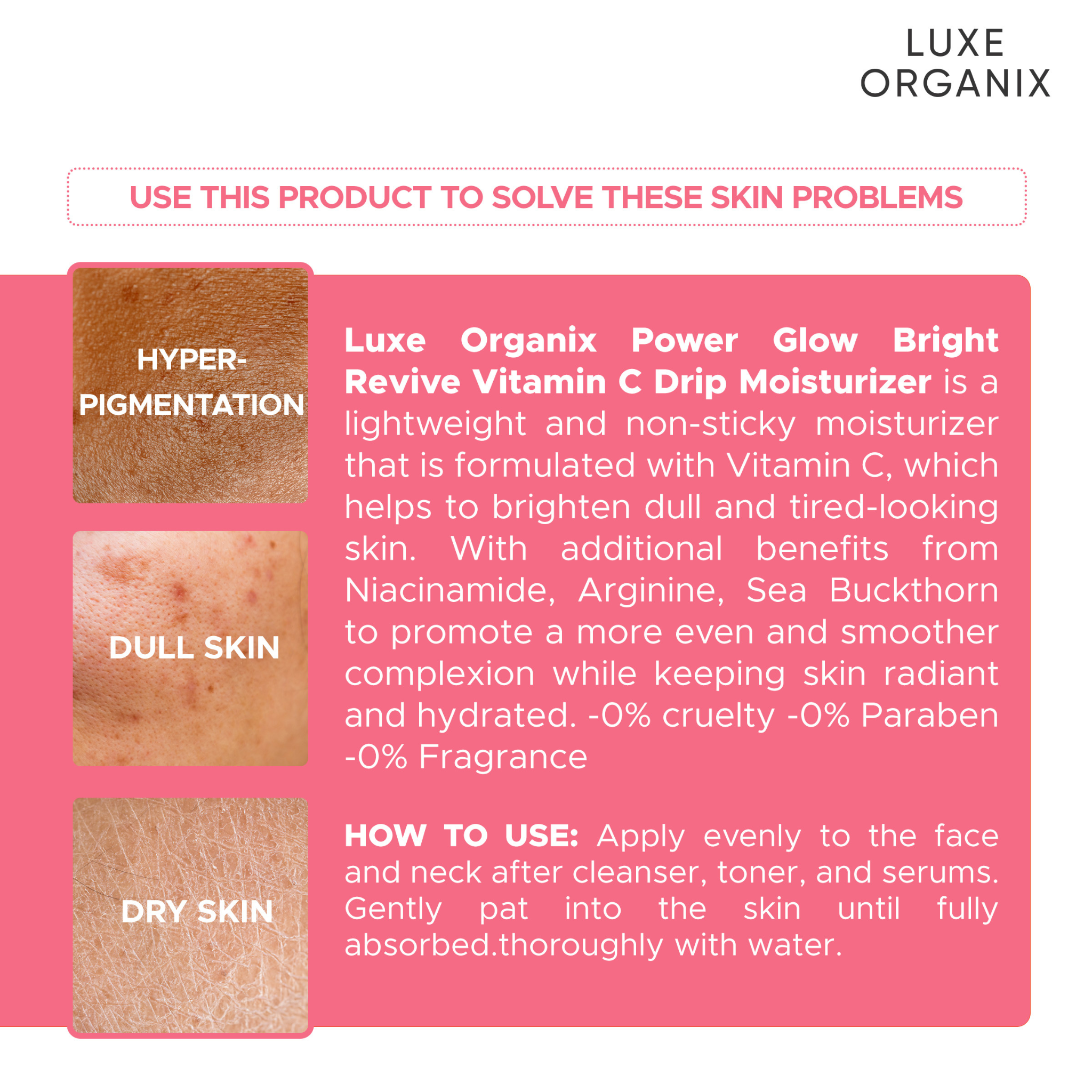Luxe Organix Power Glow Bright Revive Vitamin C Drip Moisturizer 50g