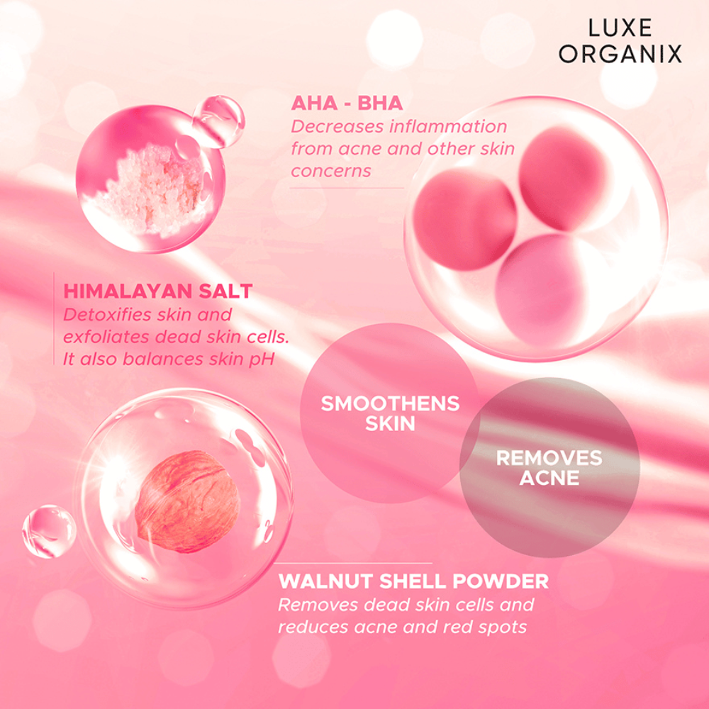 Luxe Organix Bye Bye Bum Bumps Clear and Smooth Booty Scrub 285g