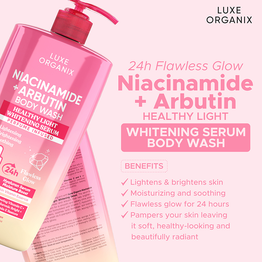 Luxe Organix iacinamide + Arbutin Healthy Light Whitening Serum Perfume Infused Body Wash 1000g