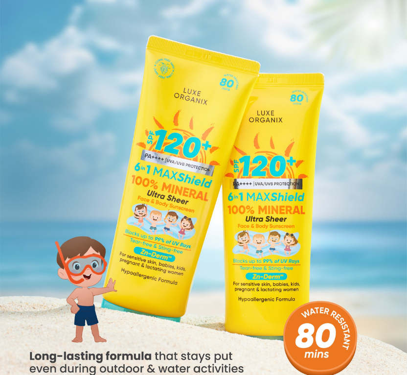 Luxe Organix 6 in 1 Maxshield 100% Mineral Sunscreen Ultra Sheer Face & Body Sunscreen