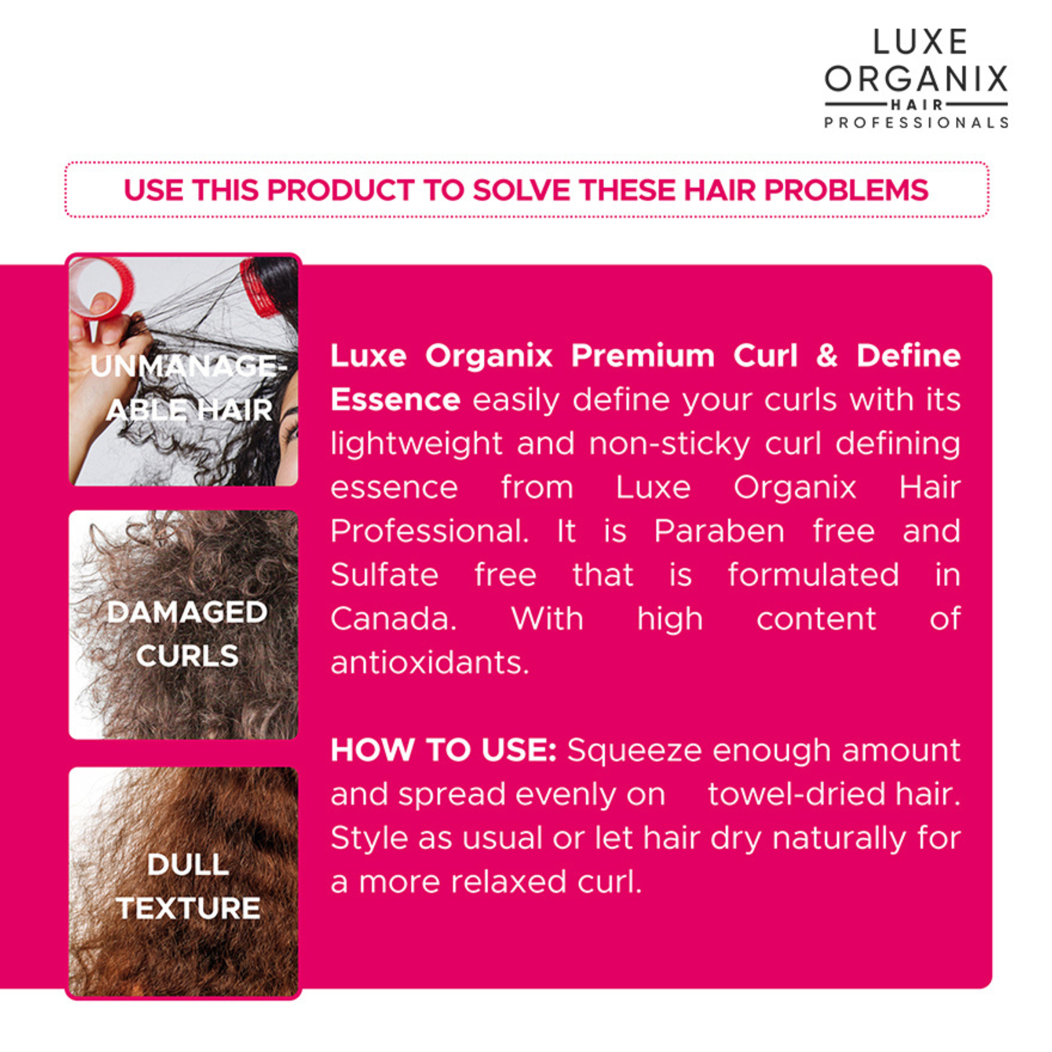 Luxe Organix Premium Keratin Curl & Define Essence 250ml