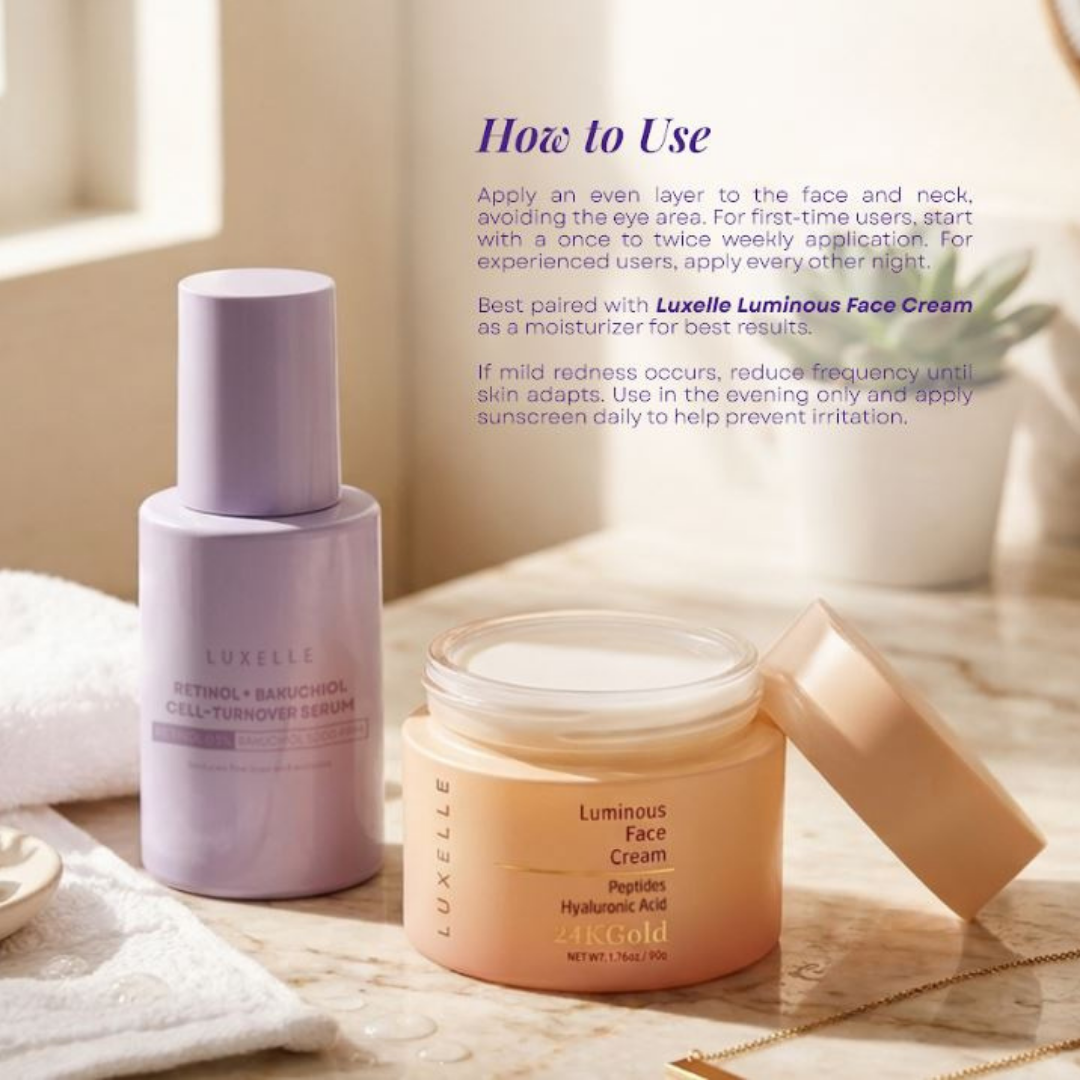 Luxelle Retinol + Bakuchiol Cell-Turnover Serum