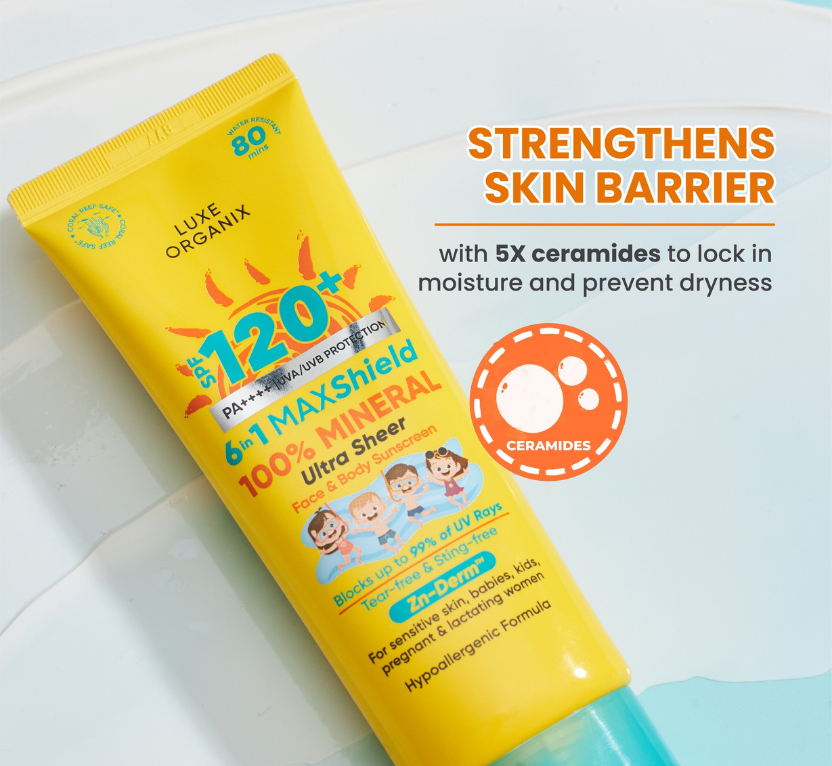 Luxe Organix 6 in 1 Maxshield 100% Mineral Sunscreen Ultra Sheer Face & Body Sunscreen
