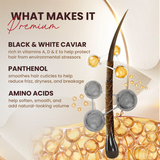Luxe Organix Power STRAIGHT Black & White Caviar + Vit B5 Serum Concentrate Bond Softening & Smoothing Rejuvenating Hair Mask