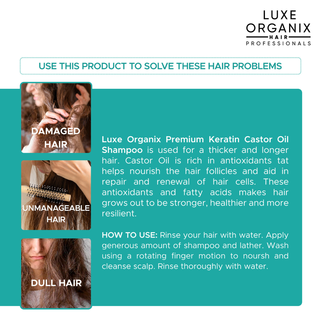 Luxe Organix Premium Keratin Castor Oil Shampoo 210ml