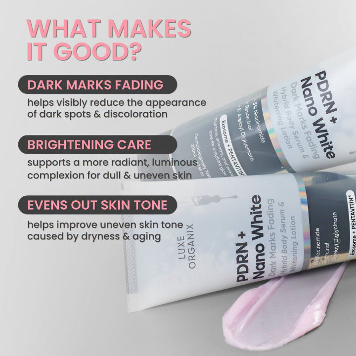 Luxe Organix PDRN + Nano White Dark Marks Fading Hybrid Body Serum & Whitening Lotion