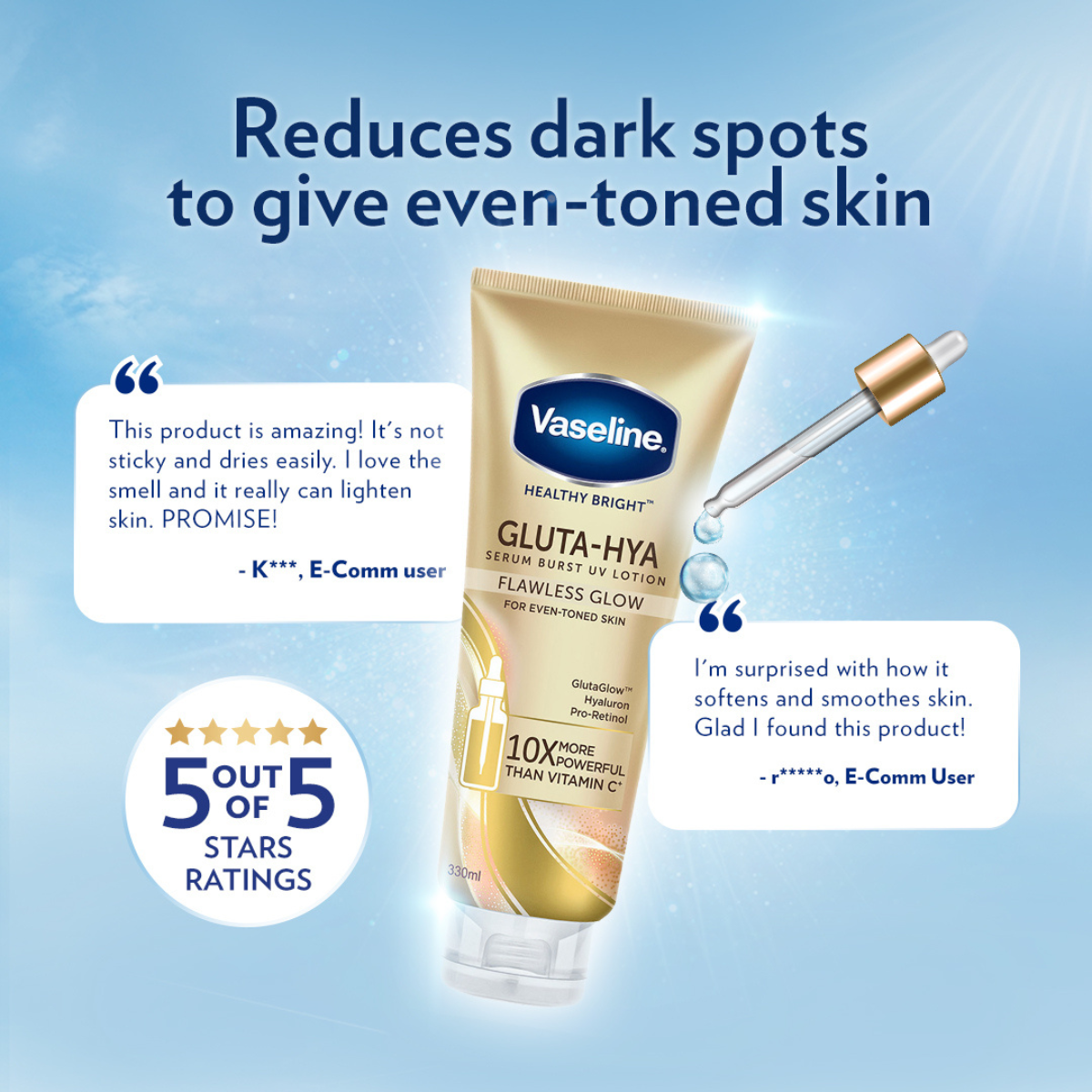 Vaseline Gluta Hya Serum Burst Lotion Flawless Bright 330ml