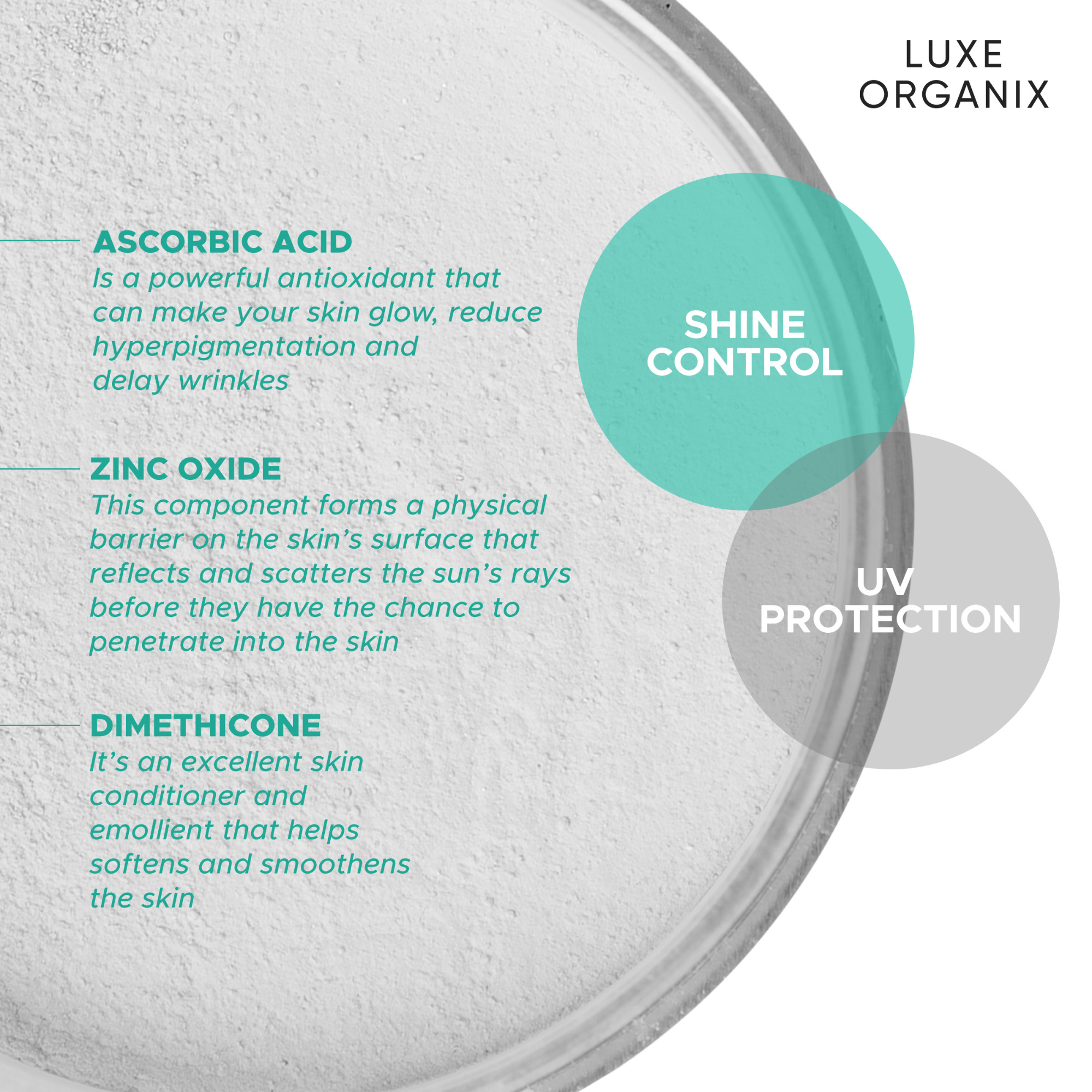 Luxe Organix 24H Zero Sebum Instant Pore Blurring Matte Powder SPF 50 Translucent 15g