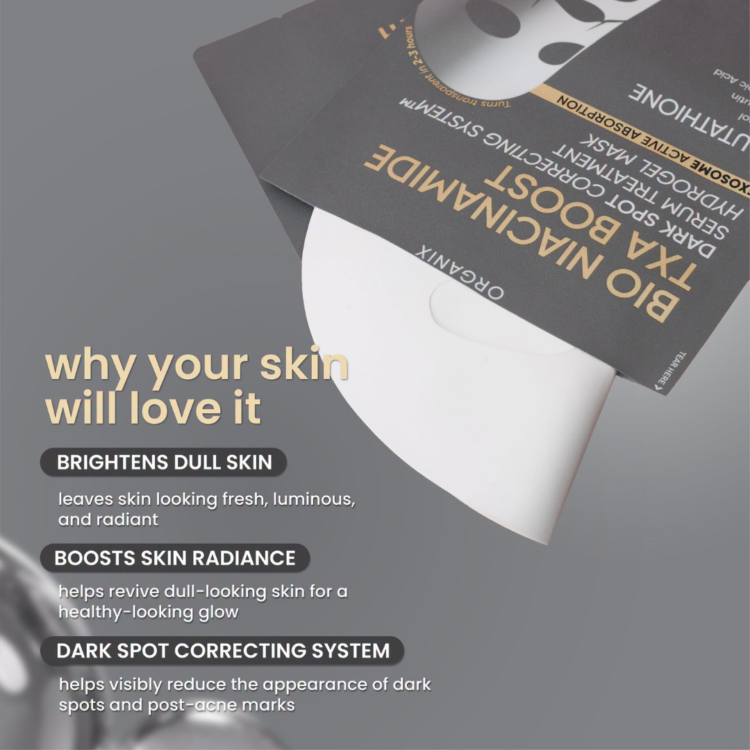 Luxe Organix Bio Niacinamide TXA Boost Dark Spot Correcting System Serum Treatment Hydrogel Mask
