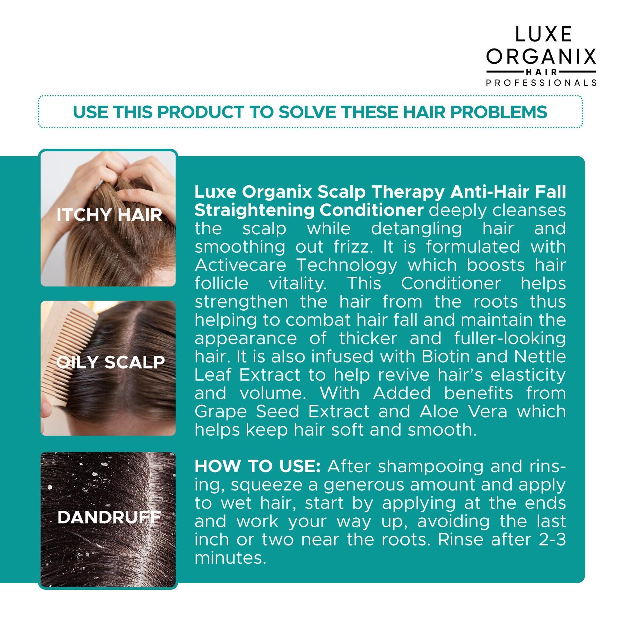 Luxe Organix Scalp Therapy Anti-Hair Fall Strengthening Conditioner 250ml