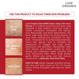 Luxe Organix Dermapro Sulfur Soap 2.5% Acne Rescue 80g