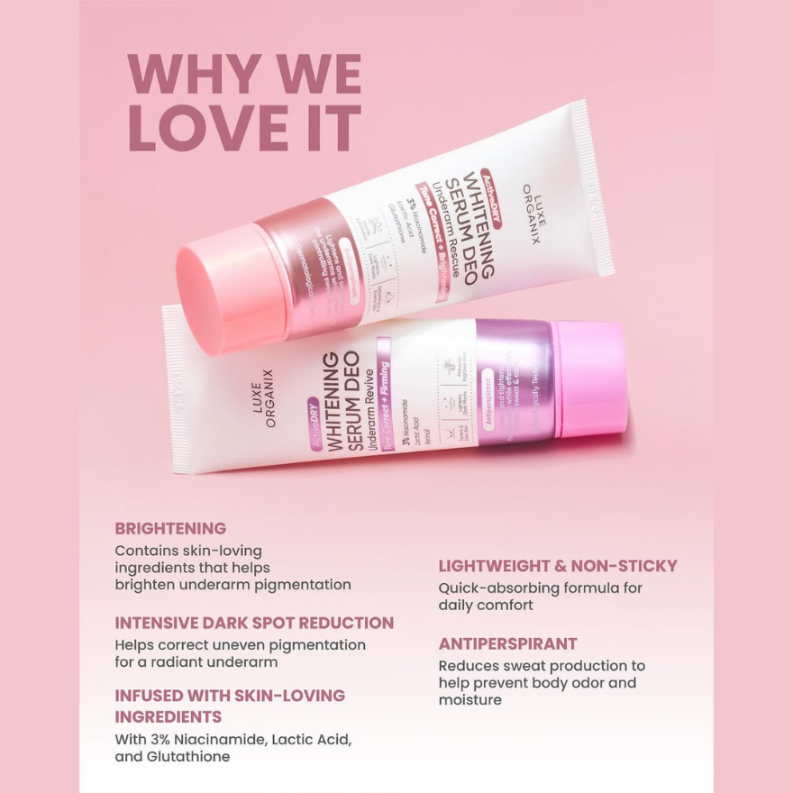 Luxe Organix ActiveDry Whitening Serum Deodorant Underarm Rescue