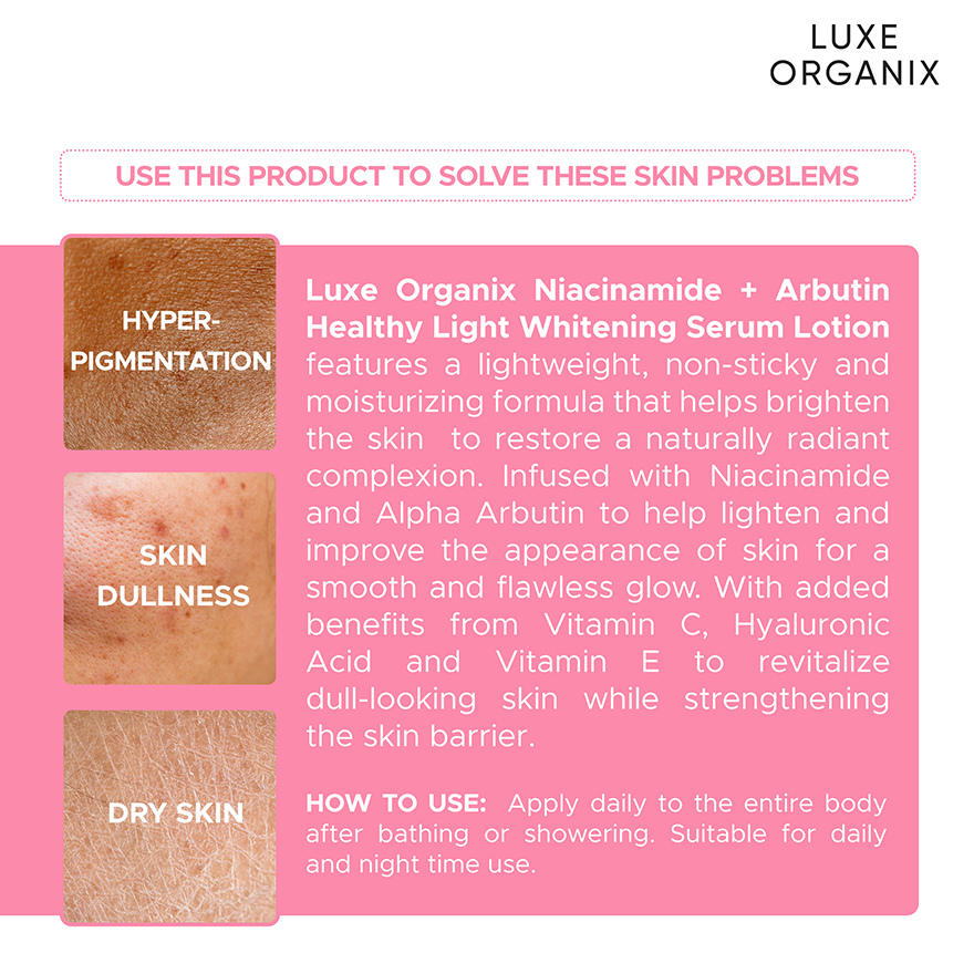 Luxe Organix Niacinamide + Alpha Arbutin Whitening Serum Lotion 350ml