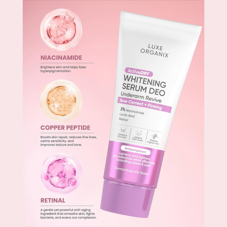 Luxe Organix ActiveDry Whitening Serum Deodorant Underarm Revive
