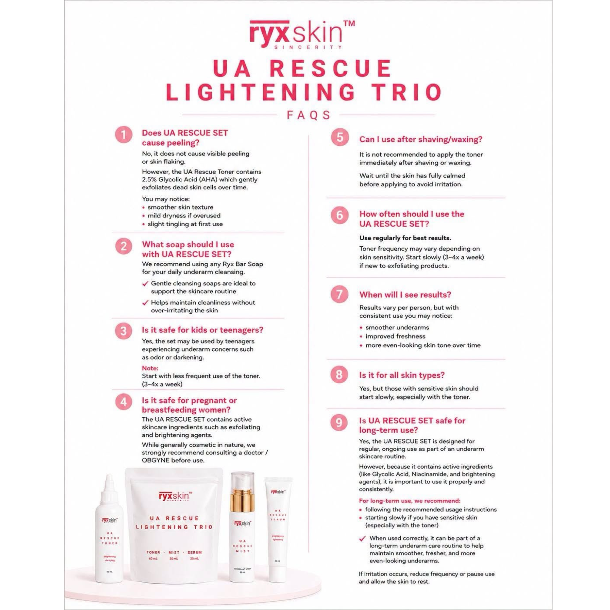 RyxSkin Sincerity UA Rescue Lightening Trio