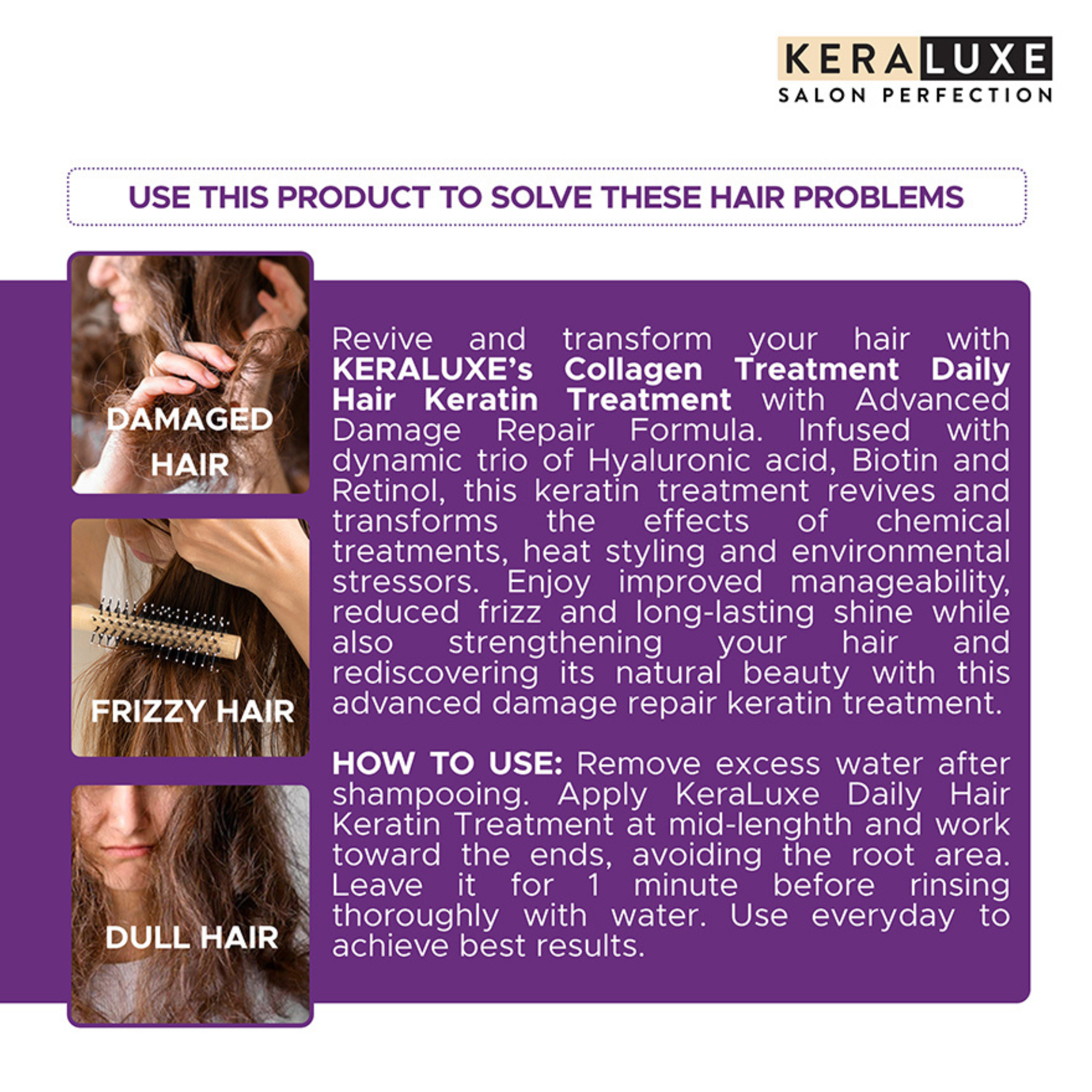 Kera Luxe Salon Perfection Kerabond Collagen Daily Keratin Treatment Damage Repair 700ml