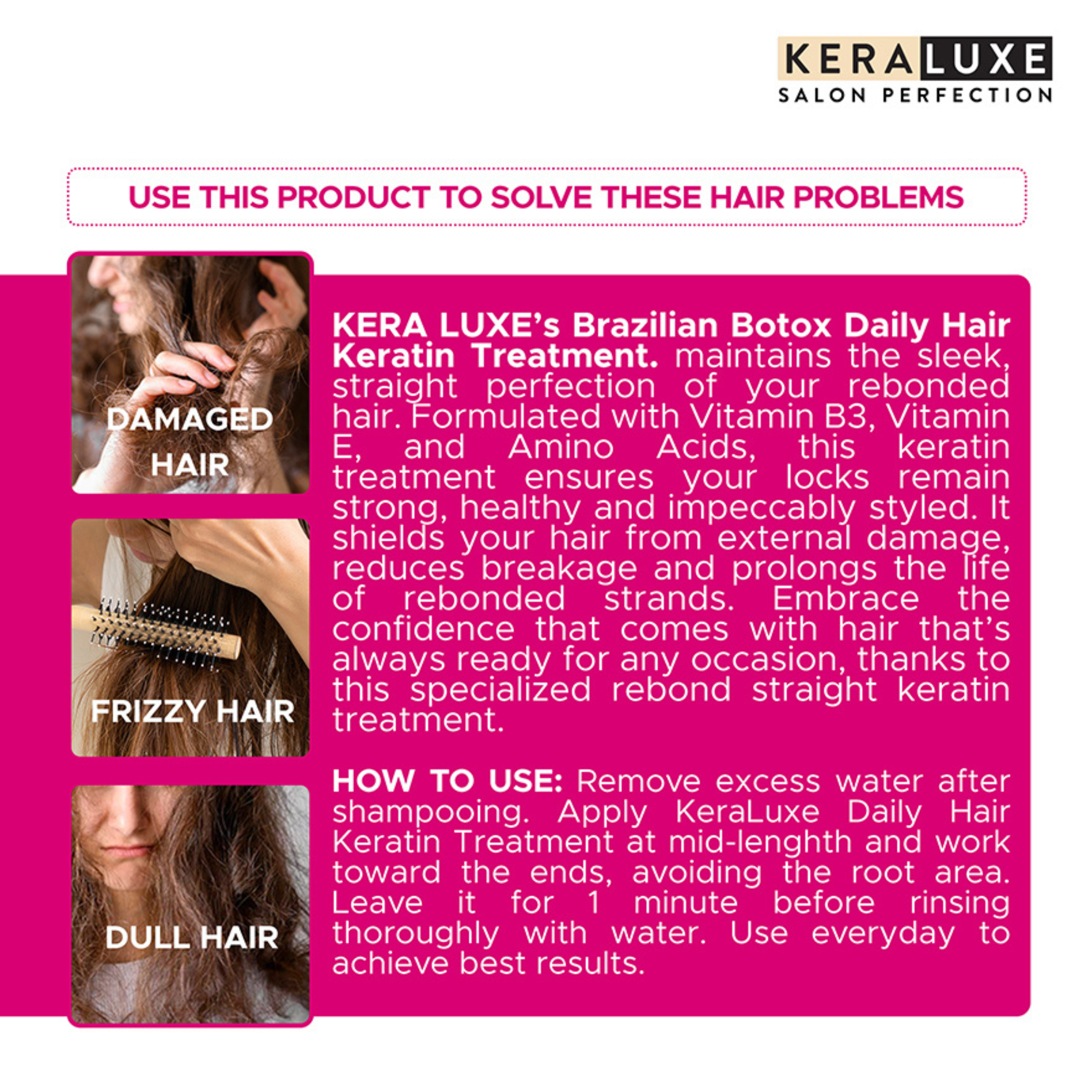 Kera Luxe Salon Perfection Brazillian Botox Daily Keratin Treatment Rebond Straight 700ml