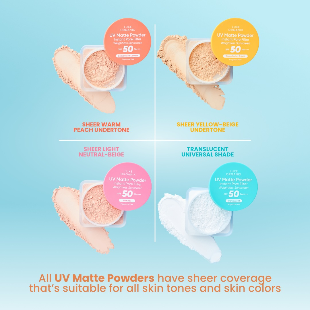 Luxe Organix UV Matte Powder Instant Pore Filter Weightless Sunscreen SPF50 PA++++ Complexion Bright