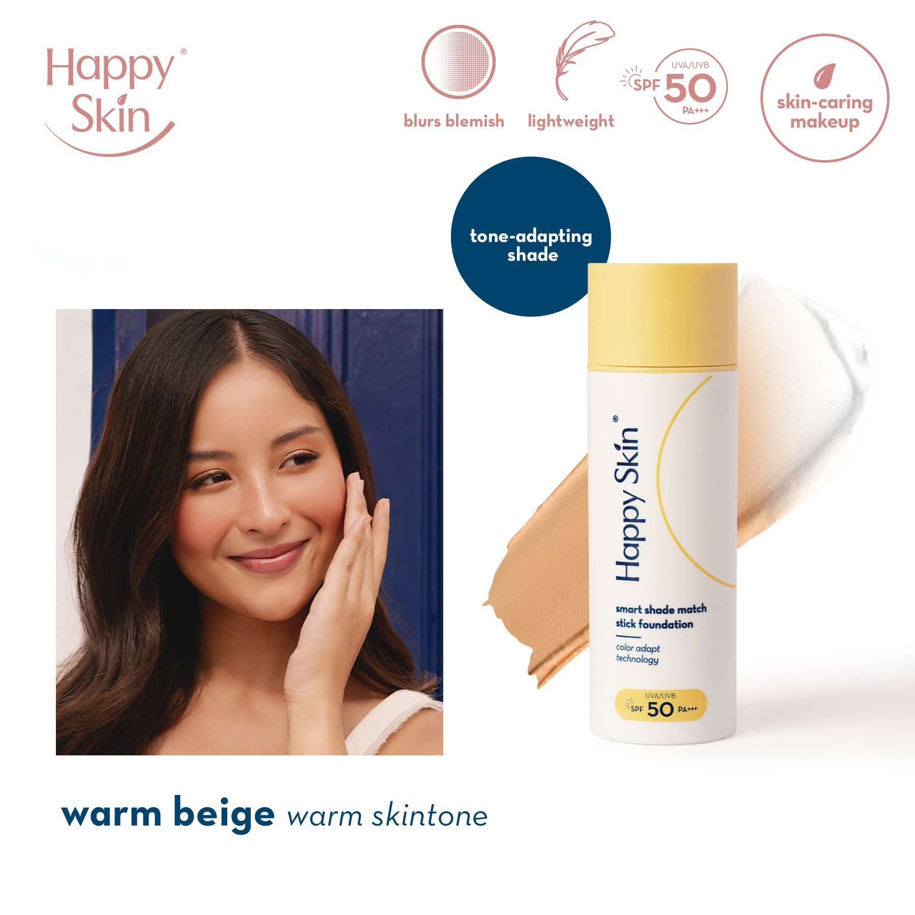 Happy Skin Smart Shade Match Stick Foundation SPF 50 PA+++